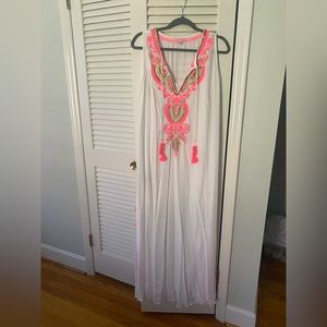 Lilly Pulitzer maxi with pink tassle & gold bead detail